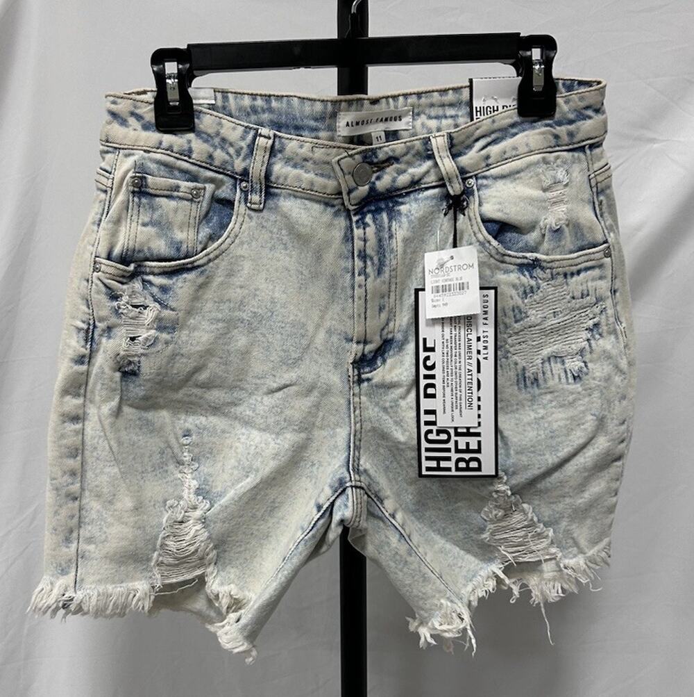 NEW Almost Famous Blue Light Vintage Blue Bermuda Denim Jean Shorts Size 11